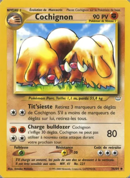 Cochignon, carte Pokémon NR 36 — extension Neo Revelation