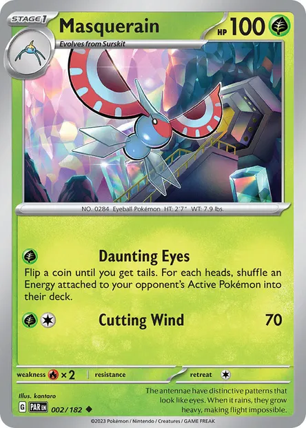 Masquerain, Pokémon card PAR 002 — Paradox Rift set
