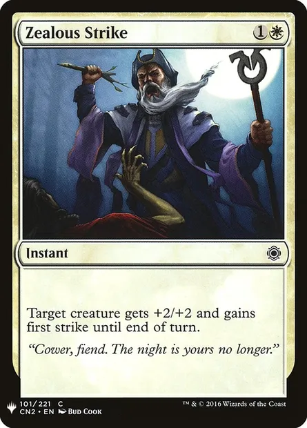 Zealous Strike, Magic card PLST CN2-101 — The List set