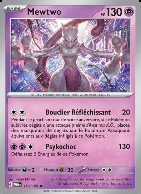 Mewtwo, carte Pokémon MEW 150 — extension 151