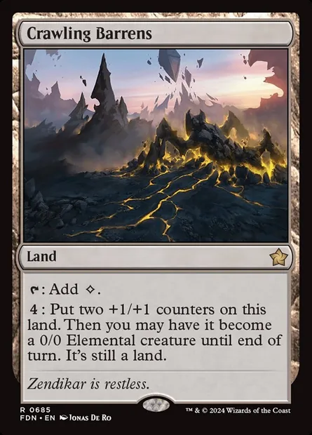 Crawling Barrens, Magic card FDN 685 — Foundations set