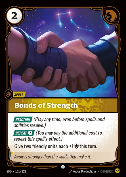 Bonds of Strength, carte Riftbound SFD 151 — extension Spiritforged