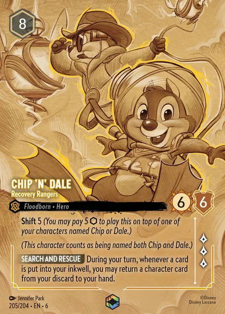 Chip 'n' Dale - Recovery Rangers, Disney Lorcana card CH6-205 — Azurite Sea set