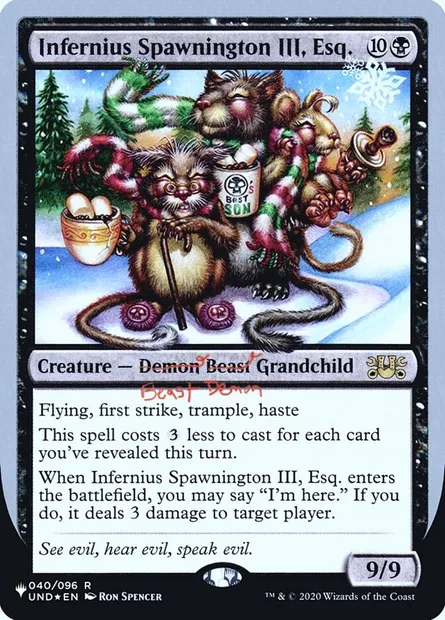Infernius Spawnington III, Esq., Magic card ULST 21 — The List (Unfinity Foil Edition) set