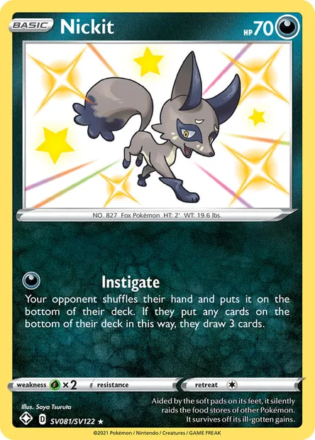 Nickit, Pokémon card SHF SV081 — Shining Fates set