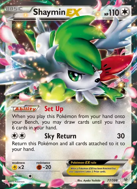 Shaymin EX, Pokémon card ROS 77 — Roaring Skies set