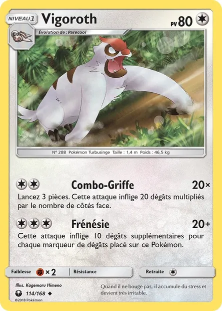 Vigoroth, carte Pokémon CES 114 — extension Tempête Céleste