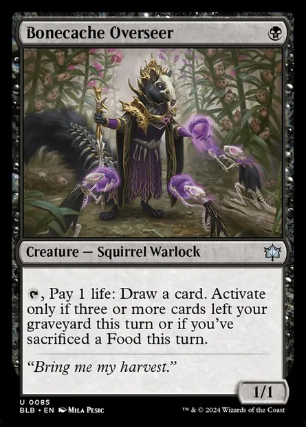 Bonecache Overseer, Magic card BLB 85 — Bloomburrow set