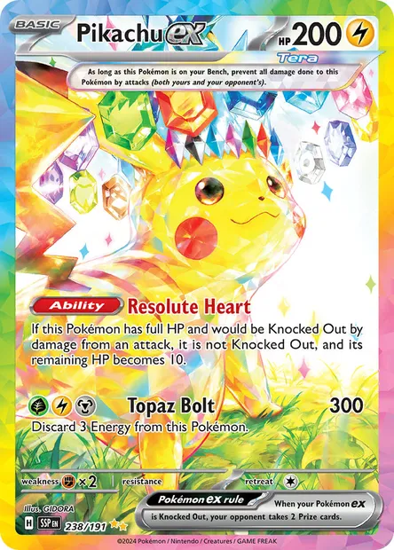 Pikachu ex, Pokémon card SSP 238 — Surging Sparks set