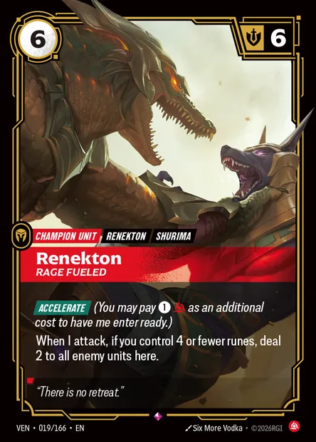 Renekton, carte Riftbound VEN 019 — extension Vendetta