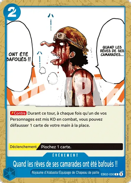 Quand les rêves de ses camarades ont été bafoués !!, carte One Piece EB02-030 — extension Anime 25th Collection