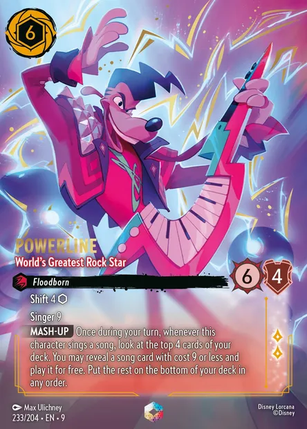 Powerline - World's Greatest Rock Star, Disney Lorcana card CH9-233 — Fabled set