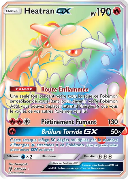 Heatran GX, carte Pokémon UNM 238 — extension Harmonie des Esprits