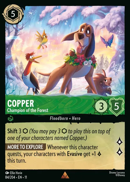 Copper - Champion of the Forest, Disney Lorcana card CH11-084 — Winterspell set