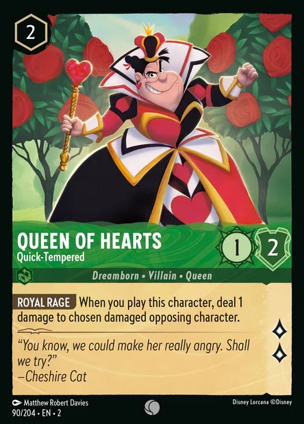 Queen of Hearts - Quick-Tempered, Disney Lorcana card CH2-090 — Rise of the Floodborn set