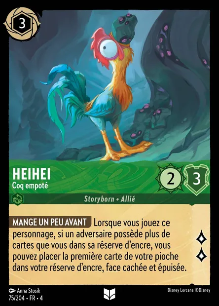 Heihei - Coq empoté, carte Disney Lorcana CH4-075 — extension Le Retour d'Ursula