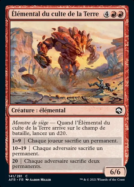 Élémental du culte de la Terre, carte Magic AFR 141 — extension Forgotten Realms: Aventures dans les Royaumes Oubliés