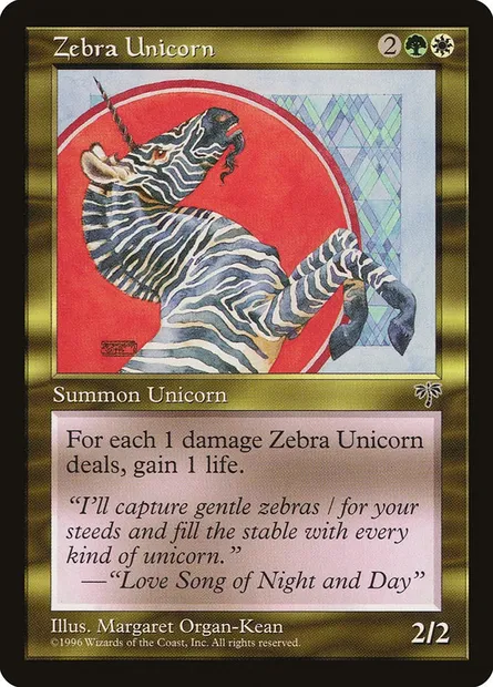 Zebra Unicorn, Magic card MIR 290 — Mirage set