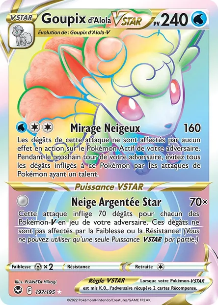 Goupix d'Alola VSTAR, carte Pokémon SIT 197 — extension Tempête Argentée