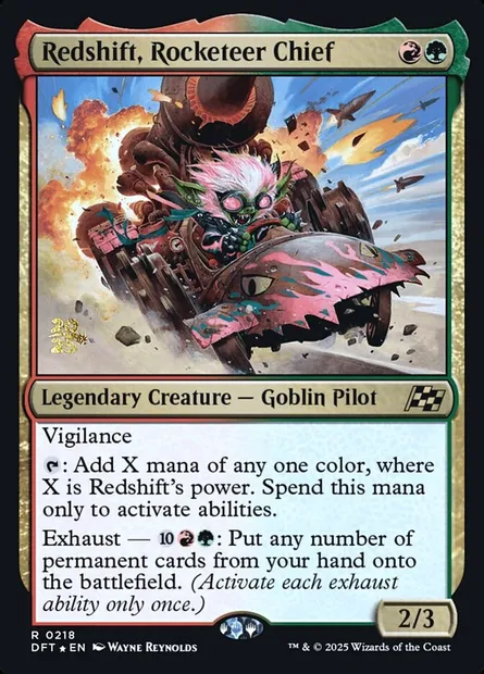 Passaurouge, chef des Casse-cou, carte Magic PDFT 218s — extension Aetherdrift Promos