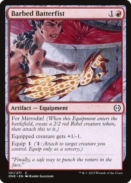 Barbed Batterfist, Magic card ONE 121 — Phyrexia: All Will Be One set