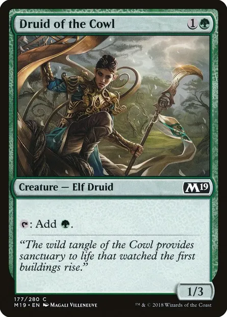 Druid of the Cowl, Magic card M19 177 — Core Set 2019 set
