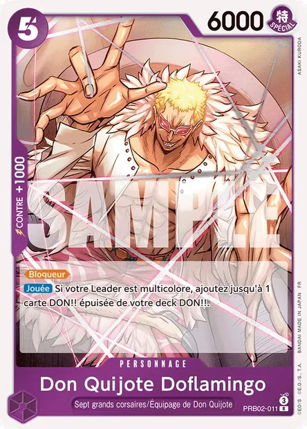 Don Quijote Doflamingo, carte One Piece PRB02-011 — extension ONE PIECE CARD THE BEST VOL.2