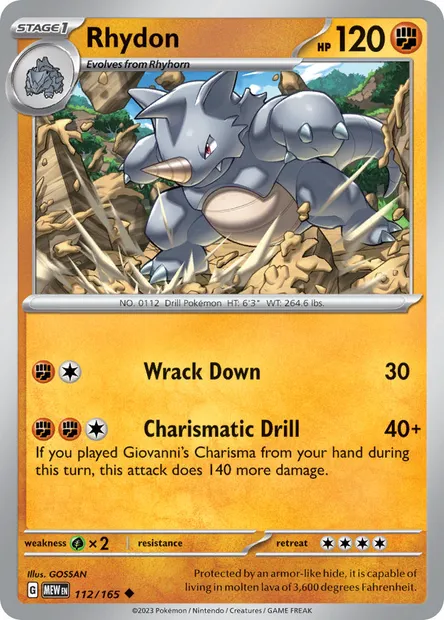 Rhydon, Pokémon card MEW 112 — 151 set