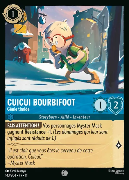 Cuicui Bourbifoot - Génie timide, carte Disney Lorcana CH11-143 — extension Givresort