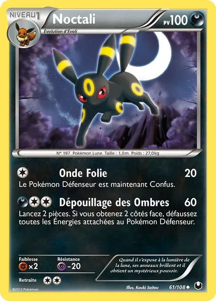 Noctali, carte Pokémon DEX 61 — extension Explorateurs Obscurs
