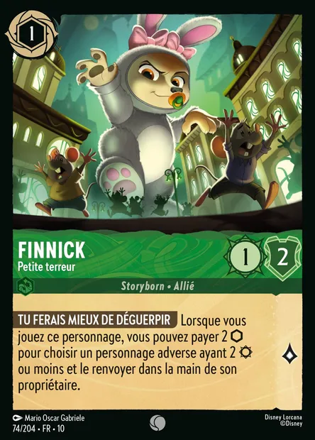 Finnick - Petite terreur, carte Disney Lorcana CH10-074 — extension Lueurs dans les Profondeurs