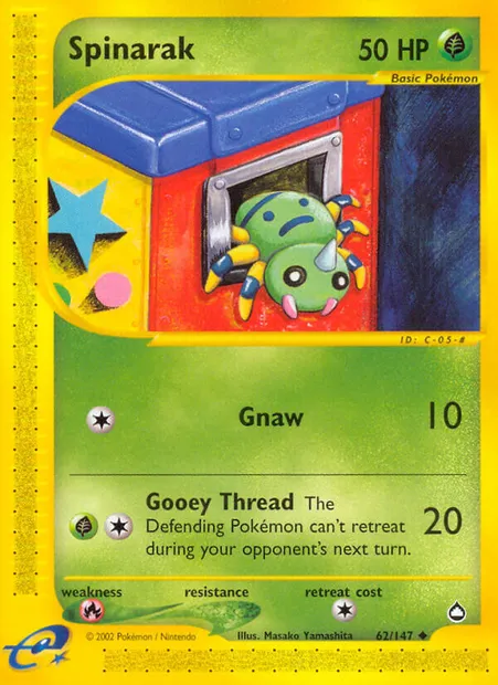 Spinarak, Pokémon card AQ 62 — Aquapolis set