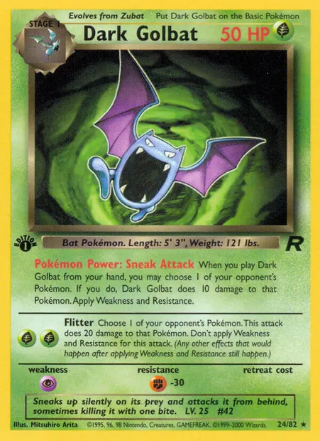 Dark Golbat, Pokémon card TR 24 — Team Rocket set