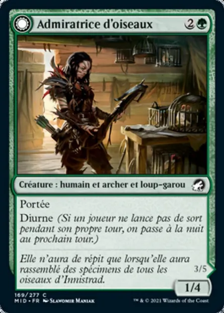 Admiratrice d'oiseaux // Déchiqueteuse d'ailes, carte Magic MID 169 — extension Innistrad : chasse de minuit