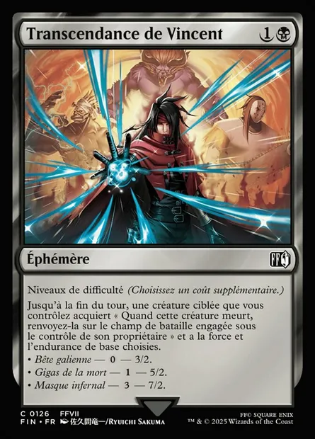Transcendance de Vincent, carte Magic FIN 126 — extension Final Fantasy