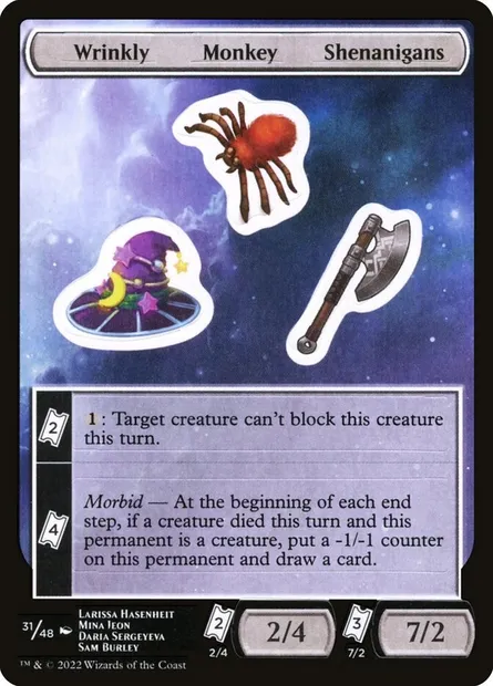 Wrinkly Monkey Shenanigans, Magic card SUNF 31 — Unfinity Sticker Sheets set