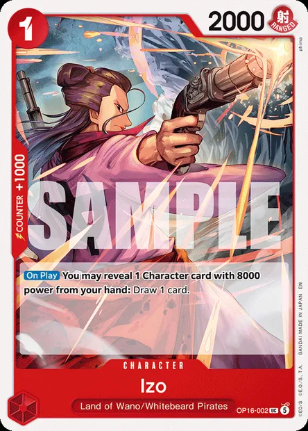 Izo, One Piece card OP16-002 — THE TIME OF BATTLE set