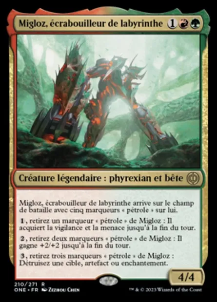 Migloz, écrabouilleur de labyrinthe, carte Magic ONE 210 — extension Tous Phyrexians