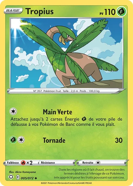 Tropius, carte Pokémon SHF 5 — extension Destinées Radieuses