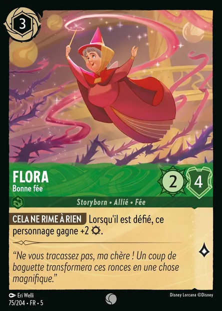Flora - Bonne fée, carte Disney Lorcana CH5-075 — extension Ciel Scintillant