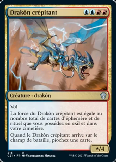 Drakôn crépitant, carte Magic C21 213 — extension Commander 2021