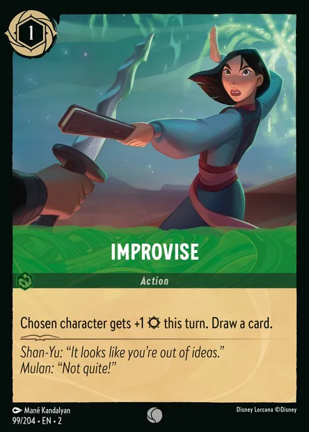 Improvise, Disney Lorcana card CH2-099 — Rise of the Floodborn set