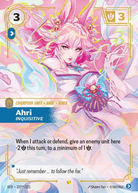 Ahri, carte Riftbound SFD 227* — extension Spiritforged