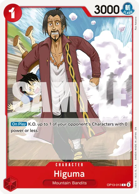 Higuma, One Piece card OP13-013 — CARRYING ON HIS WILL set