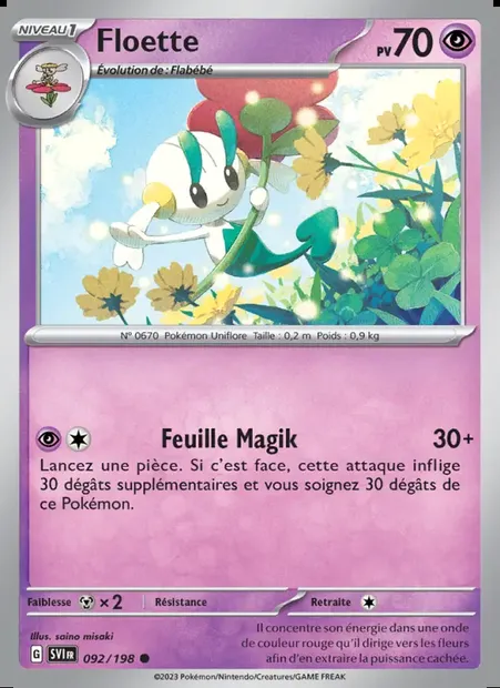 Floette, carte Pokémon SVI 092 — extension Écarlate et Violet