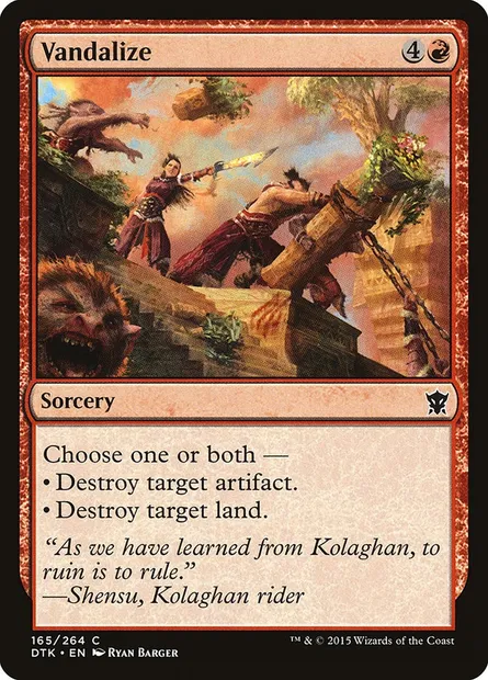 Vandalize, Magic card DTK 165 — Dragons of Tarkir set