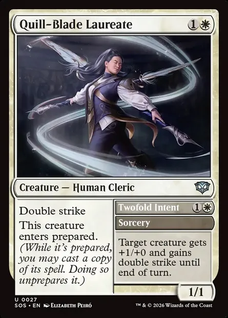Quill-Blade Laureate // Twofold Intent, Magic card SOS 27 — Secrets of Strixhaven set