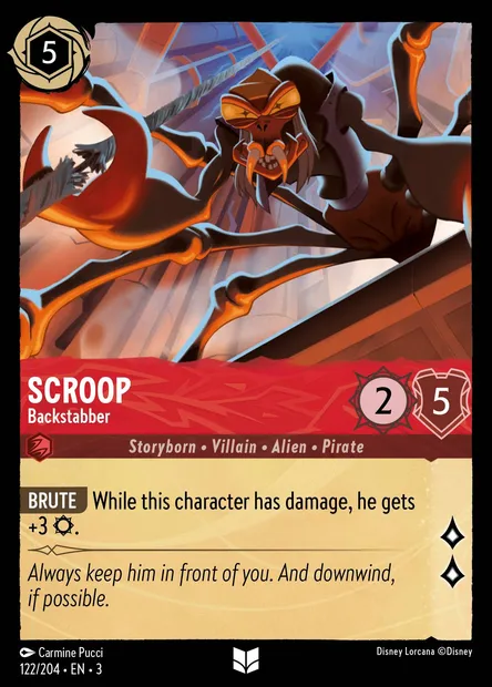 Scroop - Backstabber, Disney Lorcana card CH3-122 — Into the Inklands set
