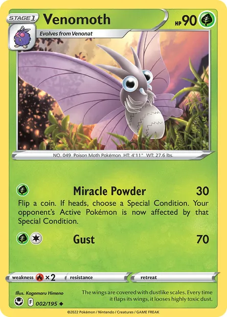 Venomoth, Pokémon card SIT 002 — Silver Tempest set