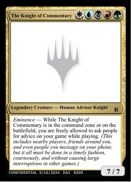 The Knight of Commentary, carte Magic UNK RZ05d — extension Unknown Event